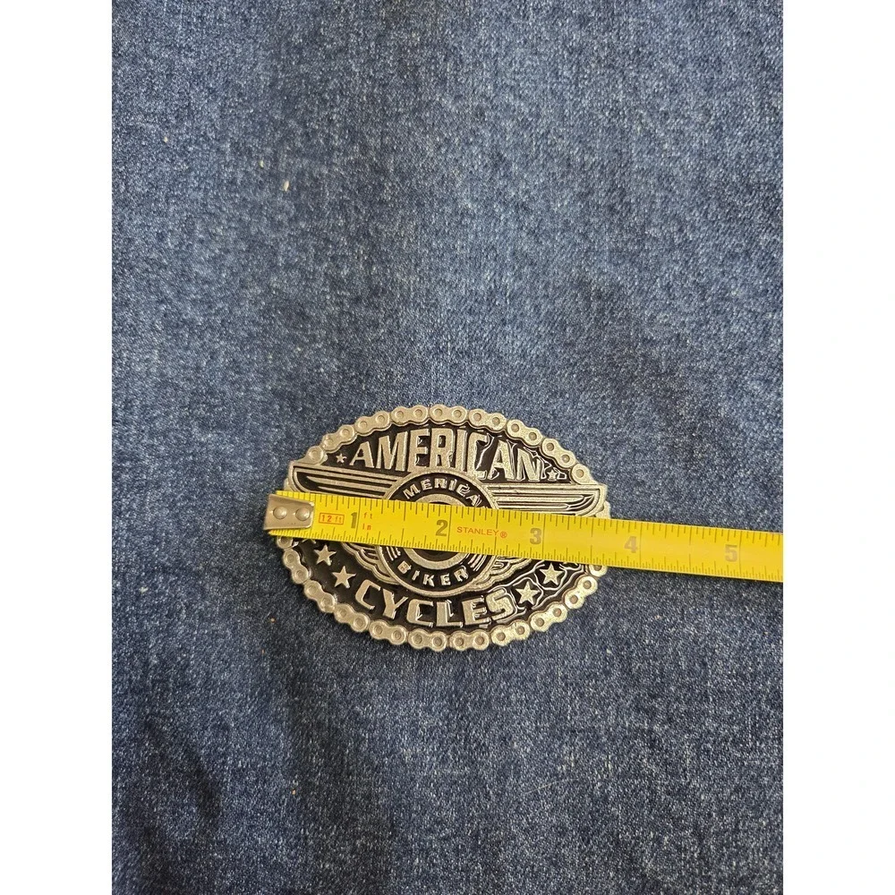 American Cycles USA Enamel Motorcycle Belt Buckle - Made in USA